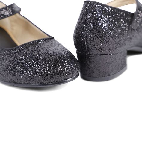 Angels Face Glittery Small Heels Pumps In Black Bambinifashioncom
