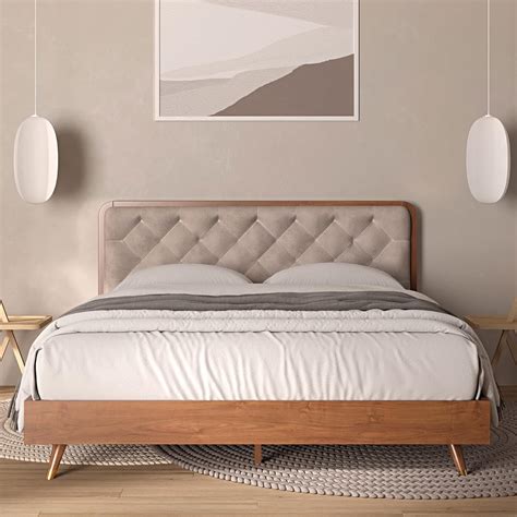 Dg Casa Cassidy Mid Century Modern Solid Wood Queen Bed