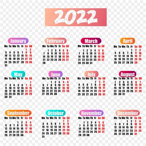 Gambar Desain Kalender 2022 Dengan Semua Bulan Perencana Kalender