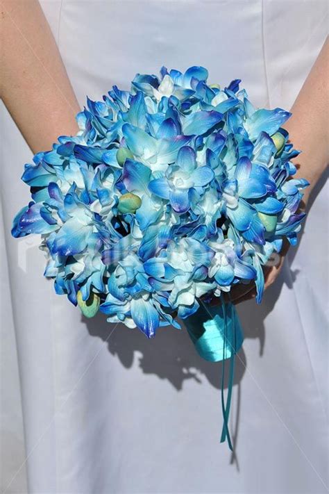 Pastel bouquet with ribbons for ohio wedding. Modern Luxury Galaxy Blue Orchid Bridal Wedding Bouquet ...