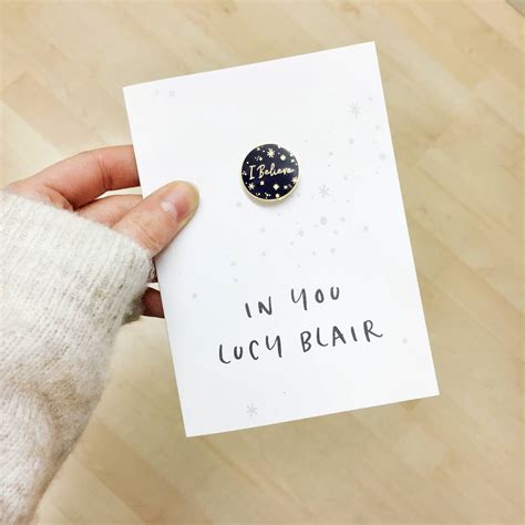 I Believe In You Personalised Enamel Pin Card By Clara And Macy