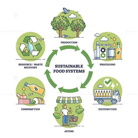 Sustainable Food Systems With Nature Friendly Consumption Outline Diagram VectorMine