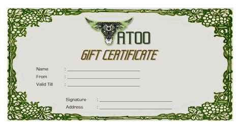 Tattoo Gift Certificate Template Free Coolest Designs Fresh Professional Templates