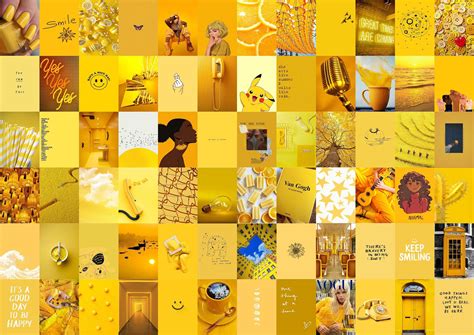A Collage Of Yellow And White Images