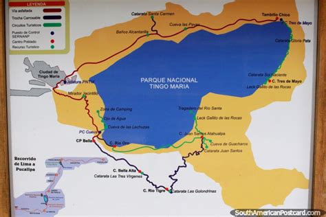Mapa De Parque Nacional Tingo Maria E A área Em Volta Dele Rios