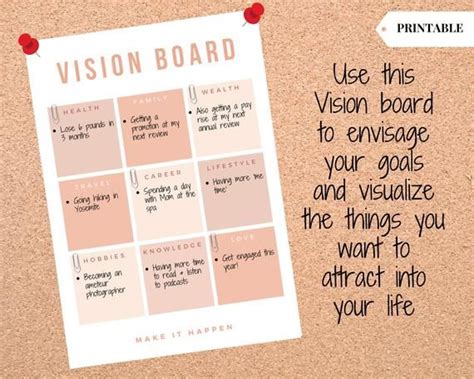Vision Board Layout Vision Board Template Vision Board Kit Digital