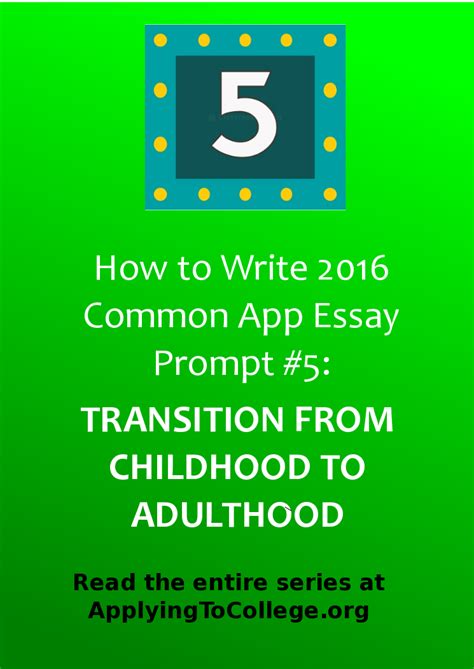 Read on to see tips and outstanding essays for each of the six core common. How to write Common App prompt 5 discuss an event that ...