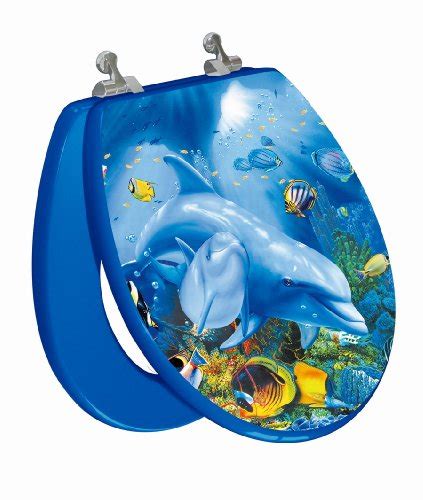 Round Toilet Seat Cover 3d Ocean Dolphin Calf Round Sea Navy Bathroom