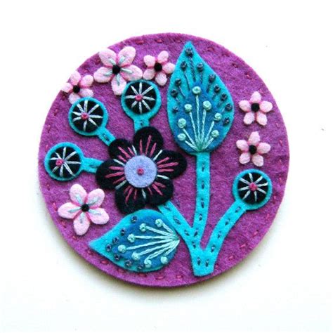 Blossom Felt Brooch With Freeform Embroidery By Designedbyjane On Etsy
