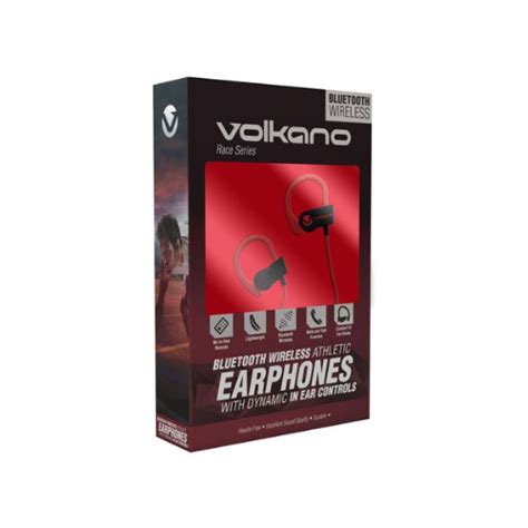 Volkano Race Series Bluetooth Sport Earhook Earphones Blackred Introstat Shop