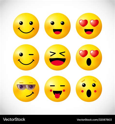 Emoji 3d Positive Set Royalty Free Vector Image