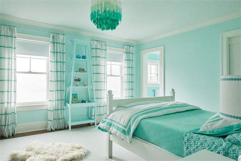 Aqua Blue Bedroom With Aqua Capiz Chandelier Contemporary Bedroom