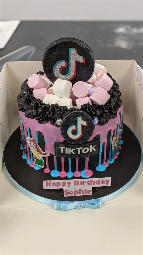 Tik Tok Birthday Cake Ideas Tiktok Logo Teal Pink Tik Tok Edible Cake