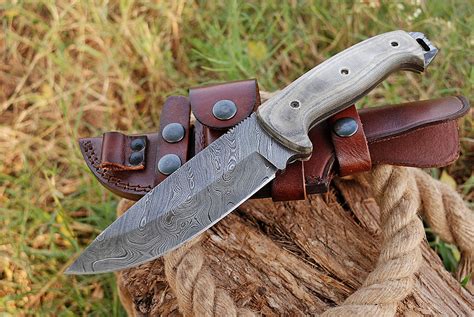 buy damascus bushcraft knife hunting knife handmade survival knife hand forged fixed blade