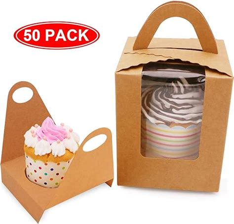 Single Cupcake Boxes With Insert Window Handle Portable