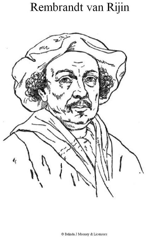 kleurplaat Rembrandt van Rijn KidsnFun S C H O O L project Kunst