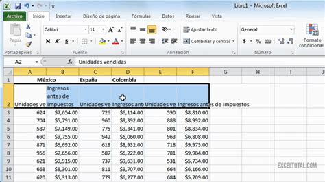 Cómo alinear celdas en Excel 2010 - YouTube