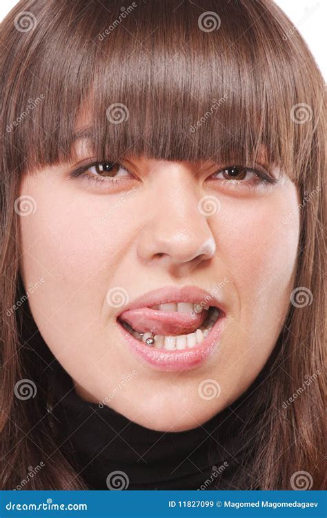 brunette licking lips stock image image of portrait 11827099