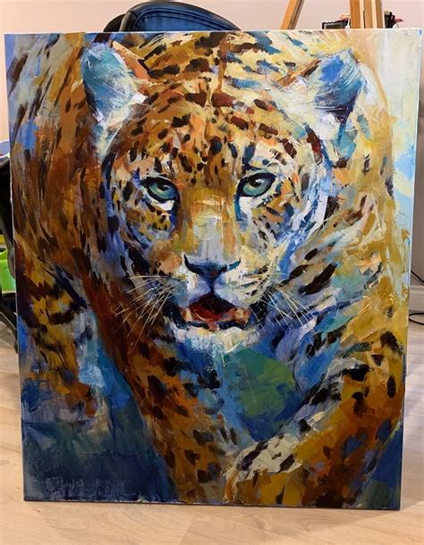 Leopard Acrylic On 30x40 Canvas Painted By Dimitri Sirenko Leopard