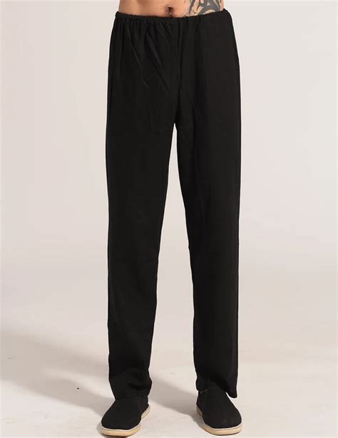 Black New Spring Trousers Chinese Mens Cotton Linen Kung Fu Casual