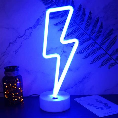 Buy Yiviyar Lightning Bolt Neon Sign Usbbattery Powered Blue Neon