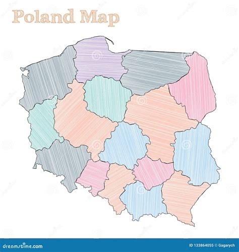 Von Hand Gezeichnete Karte Polens Vektor Abbildung Illustration Von