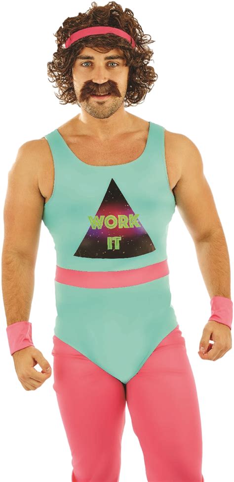 Mens 80s Workout Fancy Dress Costume 80s Aerobic Instructor Mens
