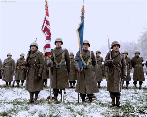 Two Color Guards And Color Bearers Of The Japanese American 100th