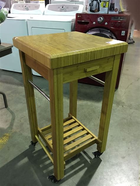 Bamboo Butcher Block Small Rolling Kitchen Island Able Auctions