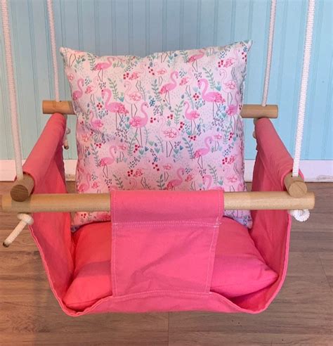Baby Swing Pink Indoor Canvas Baby Swing Toddler Swing First