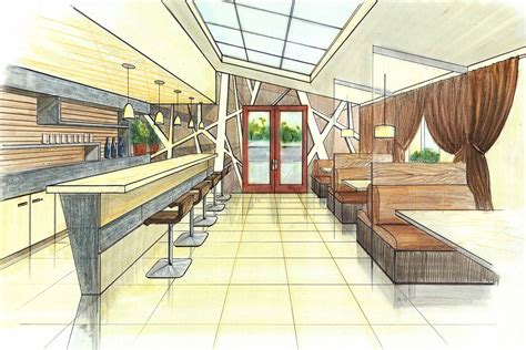 Architectural Drawing Of A Restaurant On Behance