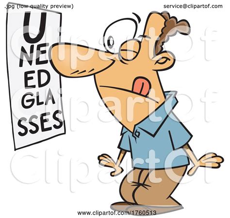 Cartoon Man Squinting To Read An Eye Chart By Toonaday 1760513
