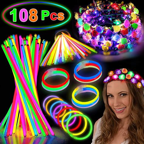 I purchased $3.00 of artificial roses and carnations and started experimenting. 108 Pack Glow In The Dark Party Supplies Glow Sticks Bulk ...