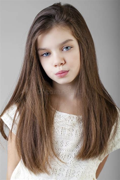 Portrait Of A Charming Brunette Little Girl Stock Photo Image Of Girl