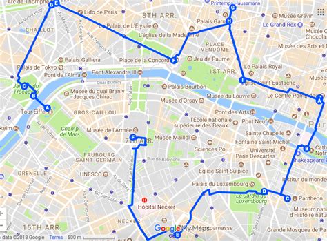 Walking Tour Of Paris Map Map