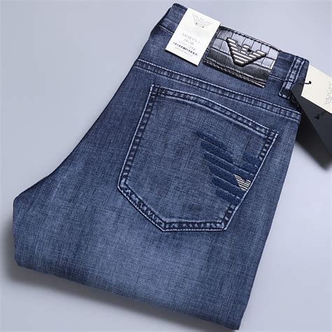 Summer Thin Men Jeans Cotton Straight Elastic Italy Eagle Brand Fashion Business Pants Classic