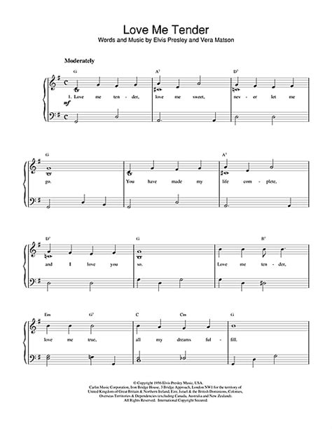 Elvis Presley Love Me Tender Sheet Music Notes Download Printable Pdf Score 56931