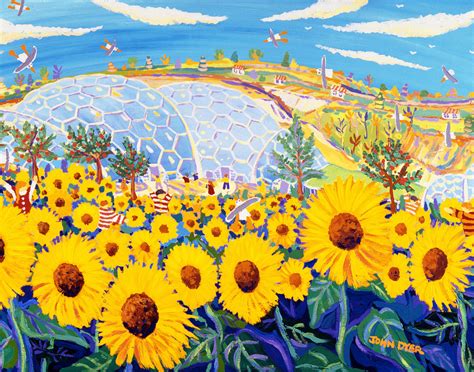 Eden Project Sunflowers Signed Cornish Art Print Artist John Dyer