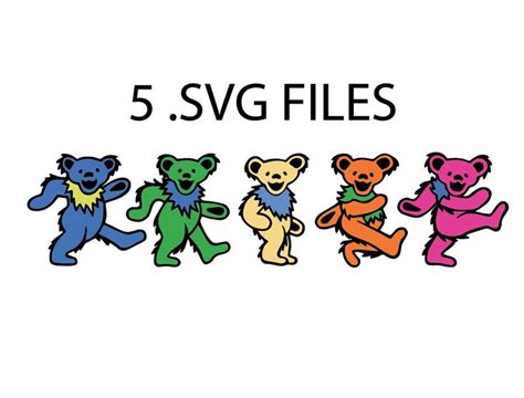 Grateful Dead Dancing Bears Clip Art Svg Vector Files Etsy Grateful