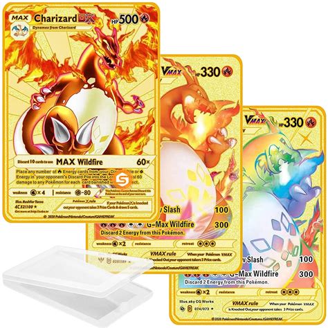 Buy 3PCS Collectors Pokemon Metal Gold Plated Card Charizard Golden