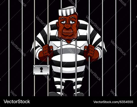 Cartoon prisoner behind bars in the prison Vector Image