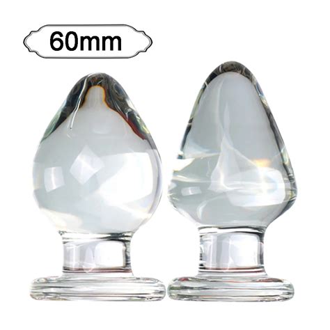 60mm Large Crystal Butt Plug Big Pyrex Glass Anal Dildo Bead Fake Anus Adult Masturbator Sex