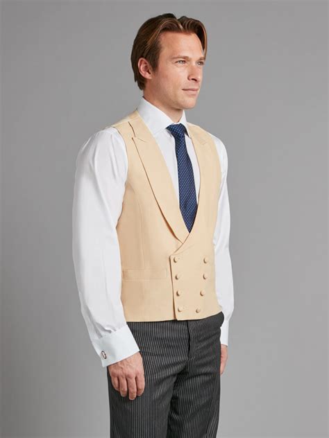 Oliver Brown Double Breasted Linen Waistcoat Beige Oliver Brown