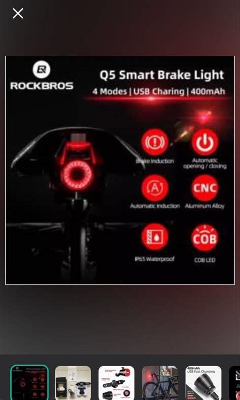 Rockbros Q Smart Brake Light Sports Equipment Bicycles Parts