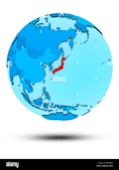 Japan On Blue Globe Isolated On White Background 3d Illustration Stock