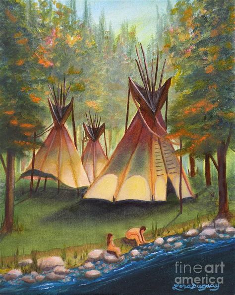 Autumn River Camp Painting By Lora Duguay Fine Art America