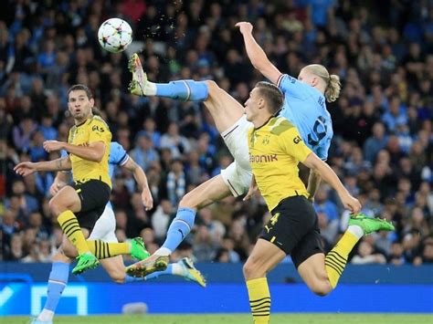 Manchester City Vs Borussia Dortmund Erling Haalands Gravity Defying