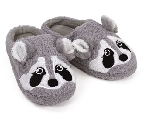 Gray Raccoon Slippers Plush Raccoon Animal Slippers