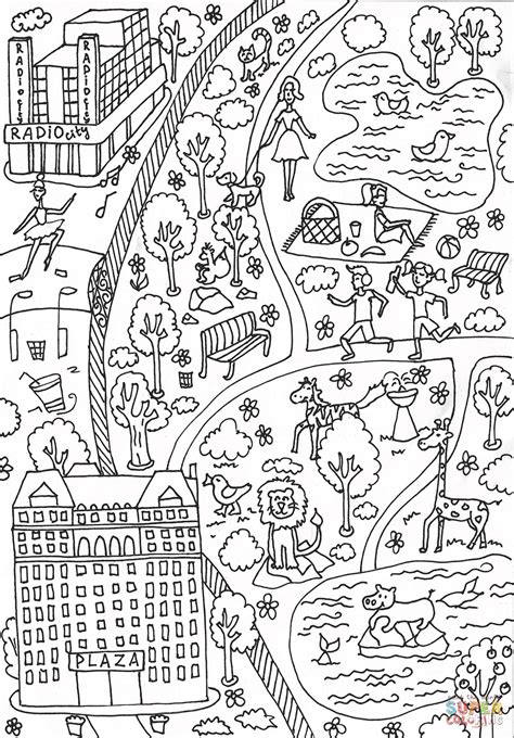 A nice collection of dogs and puppies from your favorite movie hotel for dogs. Central Park and Plaza Hotel coloring page | Free ...