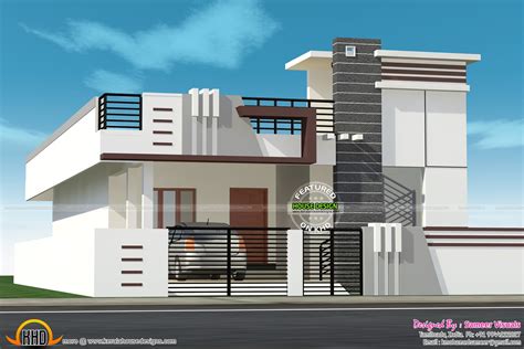 Front Elevation Indian Style Single Floor House Design Designs Kerala Interior Modern Kitchen